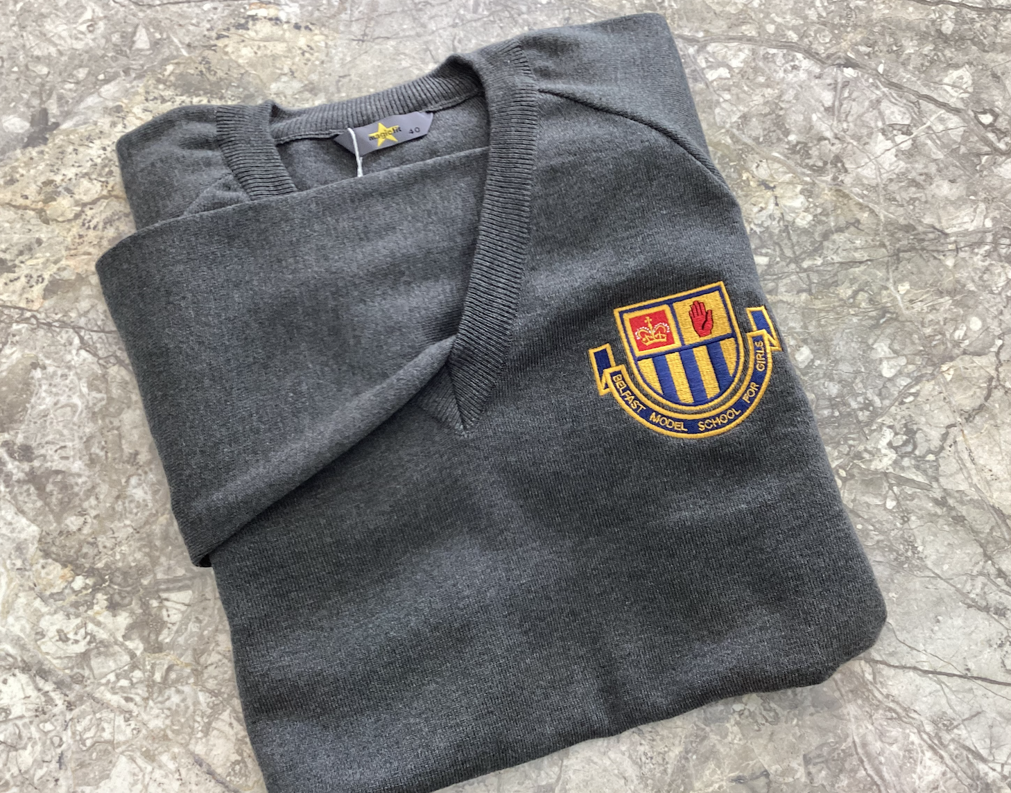 Girls grey 2025 v neck jumper