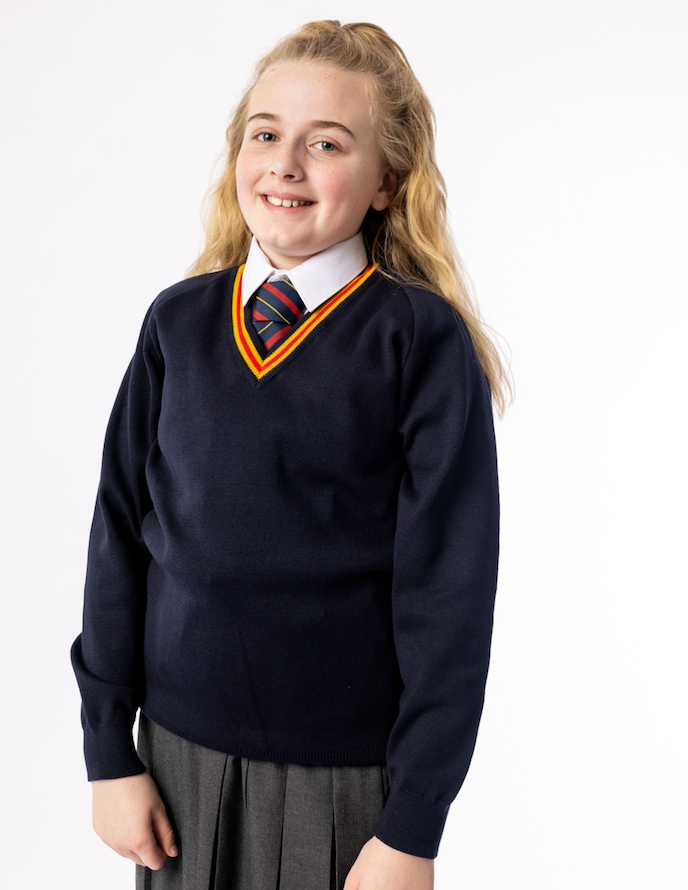 Girls Model V Neck Jumper Navy