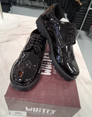 Black Brogue School Shoes Patent (6467) thick sole