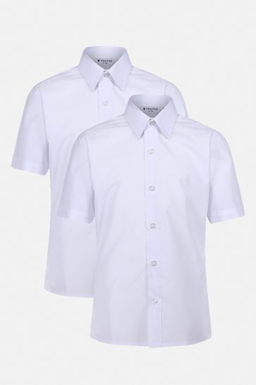 2 Pack Short Sleeve Slim Fit Easy Iron School Shirts