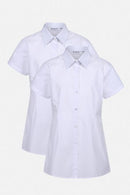 2 Pack Short Sleeve Slim Fit Easy Iron School Blouses